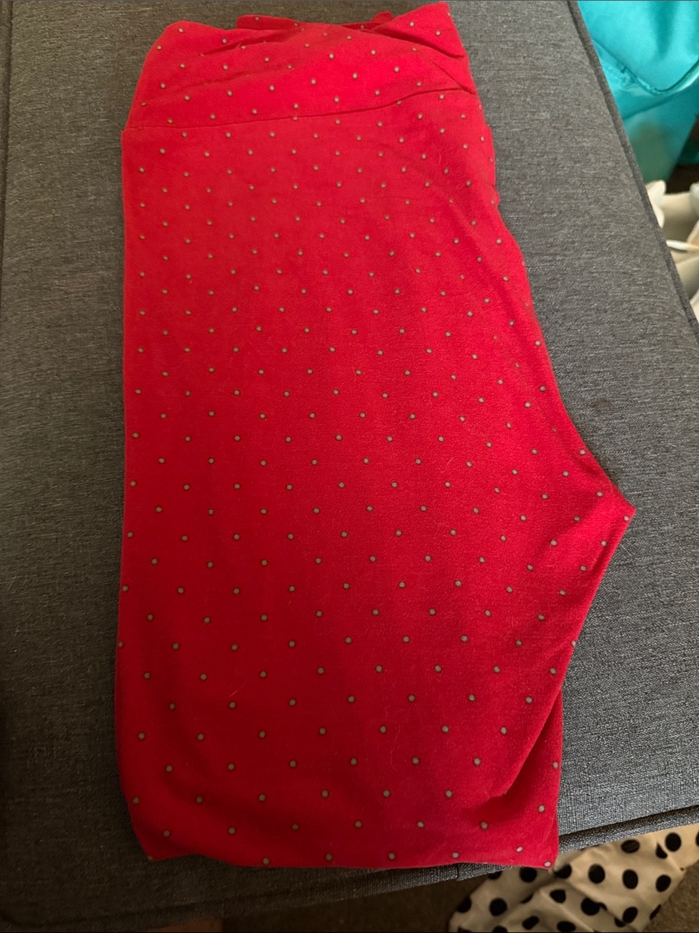 LuLaRoe Red Leggings with Metallic Dot Accent